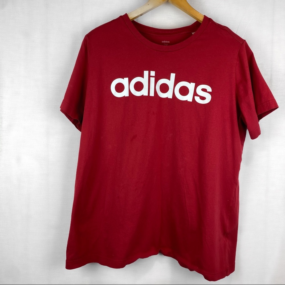 Addidas printed red tee 2XL